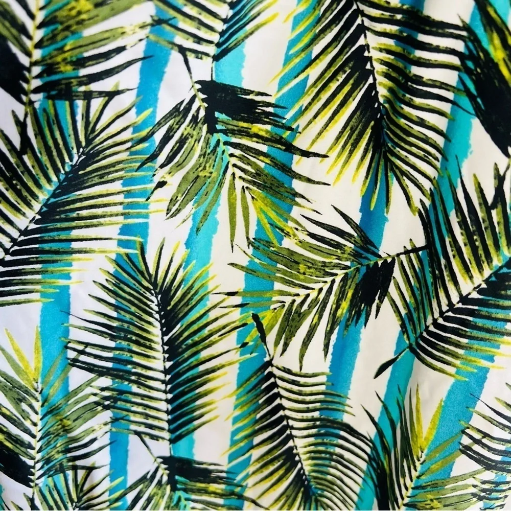 Nicole Miller Palm Tropical One Piece High Neck Swimsuit SZ 2X